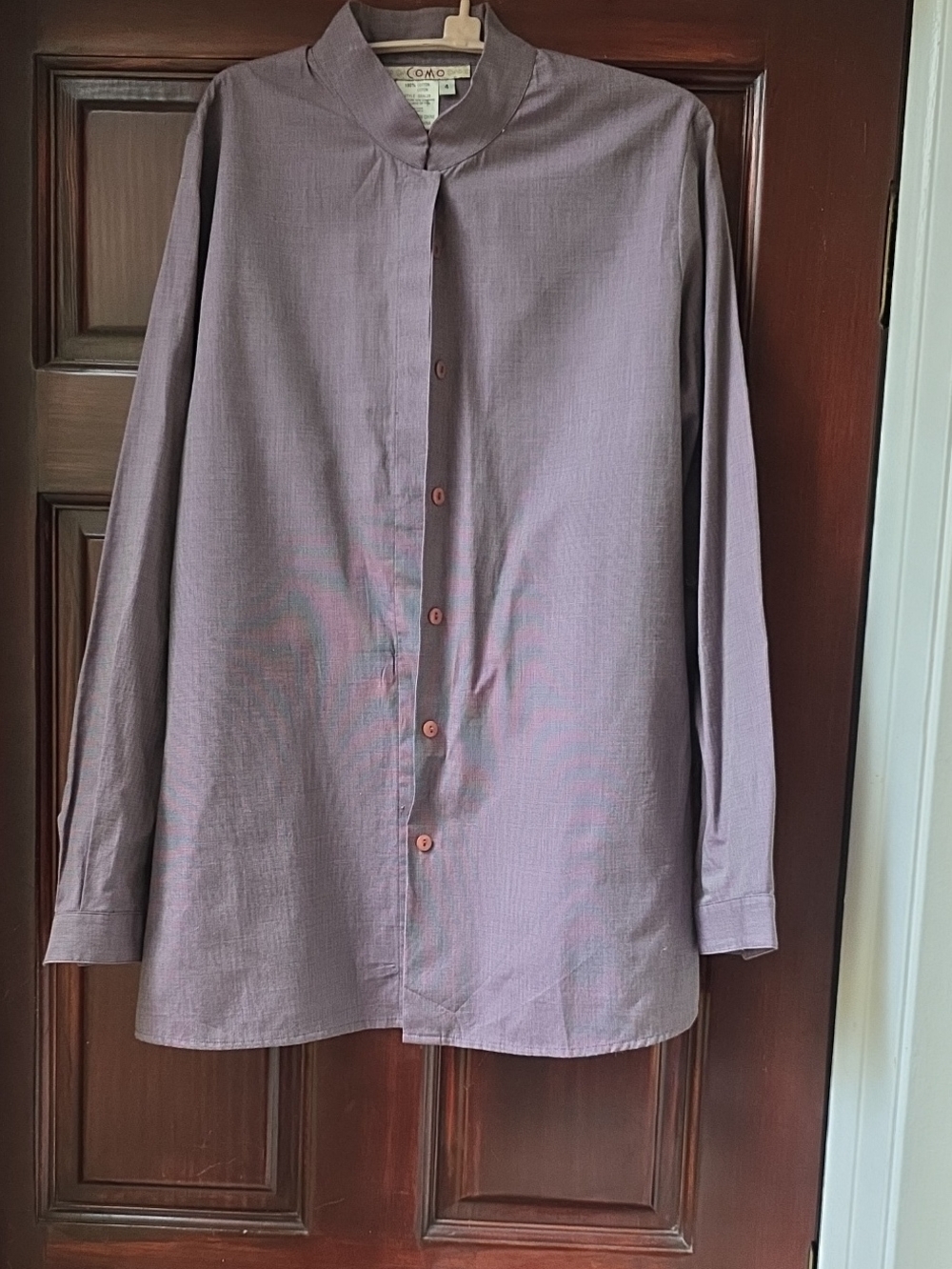 Womens  Long Sleeve Mandarin Collar Shirt - Lavender Gray Size 4